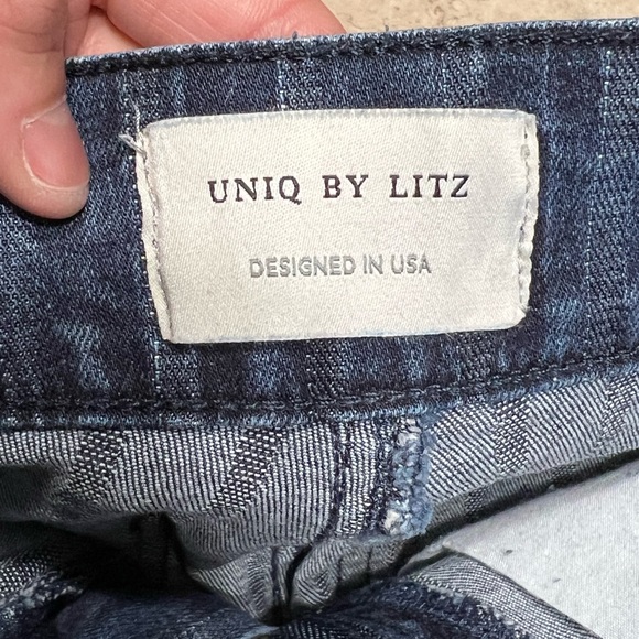 Uniq By Litz Striped Pattern Flared Denim - Picture 14 of 16